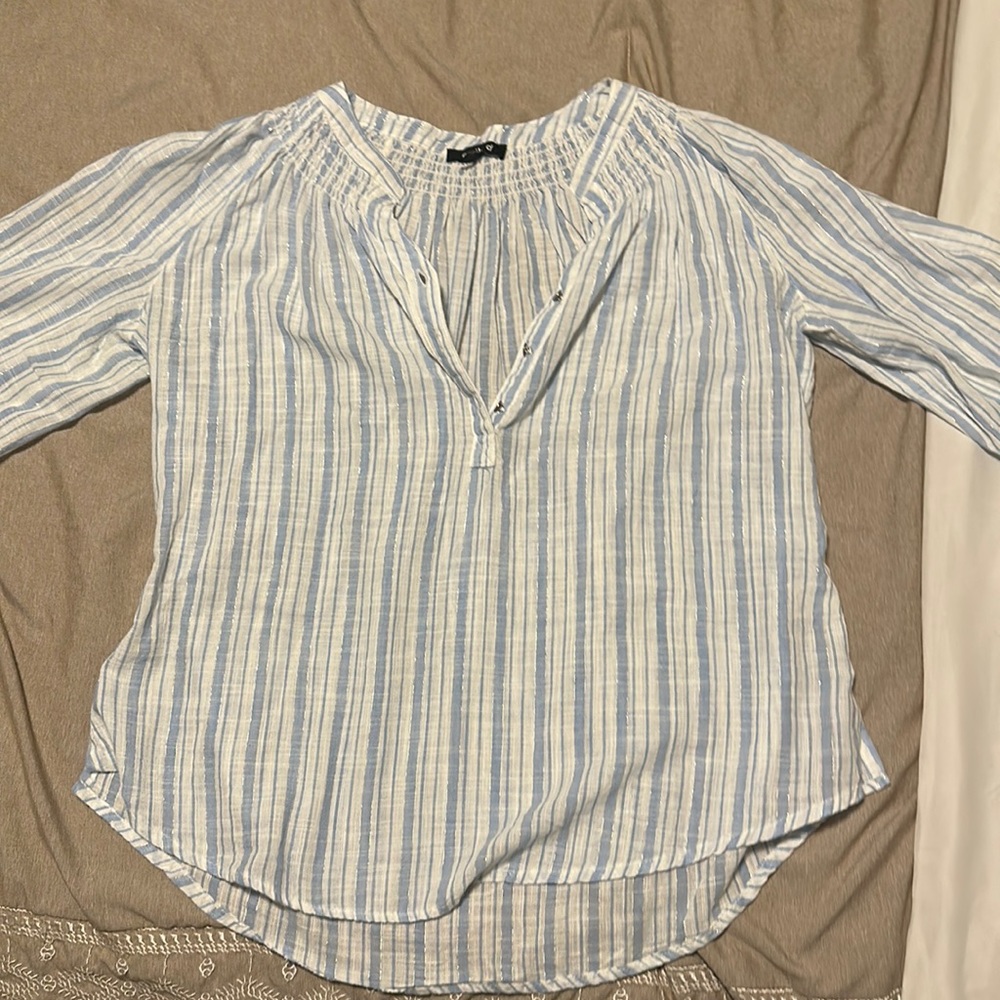 Light Blue Sparkly Striped Blouse